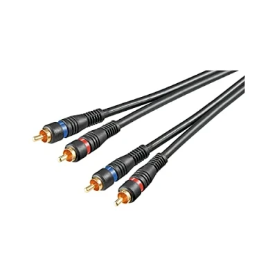 Abbildung von Goobay 50120 Stereo Cinchkabel 5m / 2x Cinch Stecker auf Cinchstecker RCA Kabel Subwoofer für Blu Ray Verstärker HiFi Schwarz