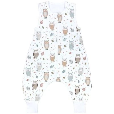 Abbildung von TupTam Sommerschlafsack Baby mit Füßen Leichter Schlafsack Sommer 0.5 TOG, OEKO TEX, Farbe: Eule Beige Pastellblau, Größe: 116 122
