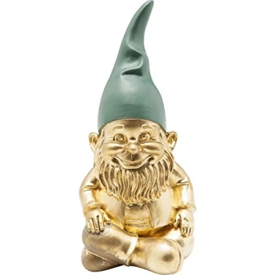 Abbildung von Kare Design Deko Figur Zwerg Sitting, Gold/Grün, Objekt, Dekoration für Wohnzimmer, Schlafzimmer, Büro, Regale, Gartenzwerg, Accessoire, 19x9x9 cm (H/B/T)