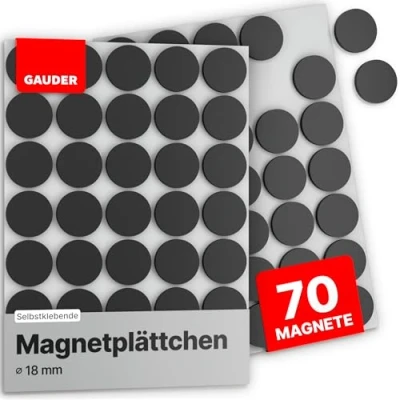 Abbildung von GAUDER Magnetplättchen selbstklebend (⌀ 18 mm) Selbstklebende Magnete Klebemagnete für Fotos &amp; mehr Magnetpunkte
