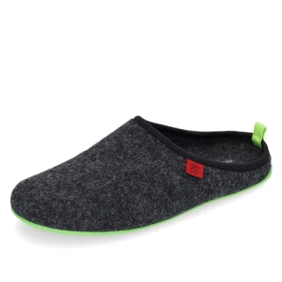 Abbildung von Andrés Machado Hausschuhe für Damen Herbst DYNAMIC Unisex Slipper Wolle und Filz rutschfeste Gummisohle herausnehmbares Fußbett Schwarz Grün EU 40