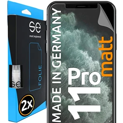 Abbildung von 2x Entspiegelte Schutzfolie für iPhone 11 Pro Matt aus Deutschland 100% Passgenau Funktion mit Installationshilfe kompatibel Folie Anti Kratzer