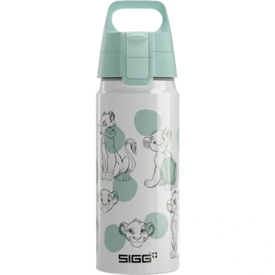 Abbildung von SIGG Alu Trinkflasche Kinder WMB ONE Simba &amp; Nala König der Löwen Kohlensäuregeeignet Auslaufsicher Federleicht BPA frei Klimaneutral Zertifiziert Sport Schule Weiß 0,6L