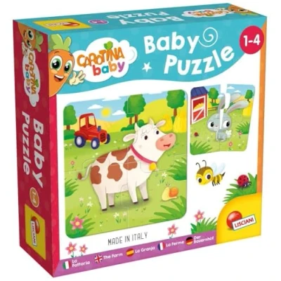 Abbildung von Lisciani CAROTINA BABY Bauernhof Puzzle Lernspielzeug Für Kinder mit Bauernhoftieren Spielerisches Lernen Made in Italy von 1 bis 4 Jahren
