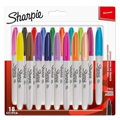 Abbildung von SHARPIE Permanent Marker Stifte mit feiner Spitze gemischte Farben 18 Wasserfeste