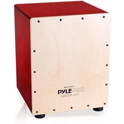 Abbildung von Pyle Cajon Instrument für Kinder &amp; Erwachsene, Sitztrommel Instrumente handgemacht aus Holz (Birke), mit Snare, Trommel Einsteiger Profi, Schlagwerk abgerundeten Kanten, Rot