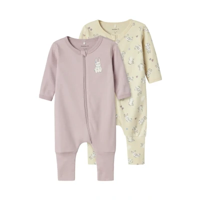 Abbildung von Name it baby Damen Nbfnightsuit 2P Zip Ff Rabbit Noos, Summer Sand, 74 (2er Pack)