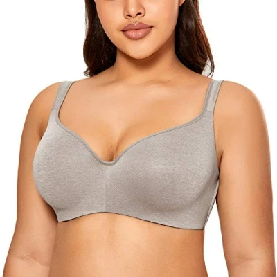 Abbildung von DELIMIRA Damen T Shirt BH mit Bügel Nahtloser Große Größen Gepolstert Graue Heide 95B