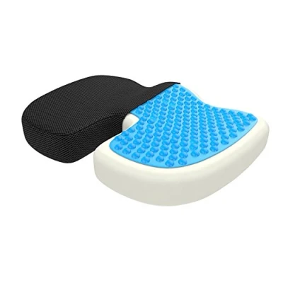 Abbildung von bonmedico Sitzkissen orthopädisch Memory Foam Gel Steißbeinkissen Ergonomisches für Auto &amp; Bürostuhl, Rollstuhlkissen Wellness Schwarz Netz (Groß)