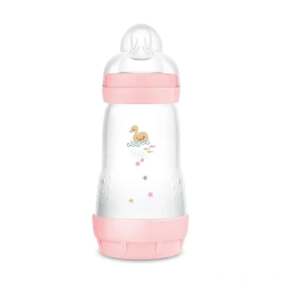 Abbildung von MAM Easy Start Anti Colic Babyflasche (320 ml), besonders gut akzeptierte Milchflasche, Baby Trinkflasche mit Bodenventil gegen Koliken &amp; Sauger Größe 2, 4+ Monate, Fisch/beige/zartrosa