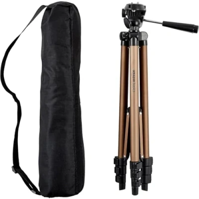 Abbildung von Amazon Basics Leichtes Stativ mit Tasche,127 cm, Black/Brown
