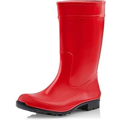 Abbildung von Ladeheid Damen Gummistiefel 100% Wasserdticht Regenstiefel LA 967 (Rot/Schwarz, 36 EU)
