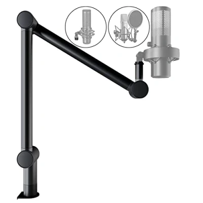 Abbildung von DOCKIN® Premium Mikrofon Arm [360 drehbar] Kompatibel mit RØDE Mikrofone, Razer etc. Mikrofonständer Tisch Low Profile Mikrofonarm Ständer Microphone Mic