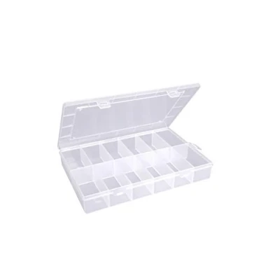 Abbildung von hünersdorff Sortimentskasten PP Eco mit 12 Fächern stabile Sortierbox für Schrauben und andere Kleinteile feste Facheinteilung 23,3 x 33,9 5,8 cm, transparent