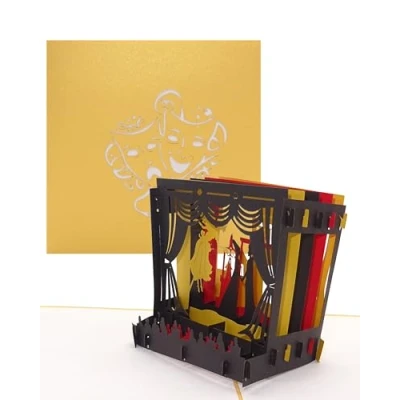 Abbildung von Pop Up Karte Theater Bühne 3D Geburtstagskarte, Einladungskarte &amp; Verpackung Theaterkarte in Gold