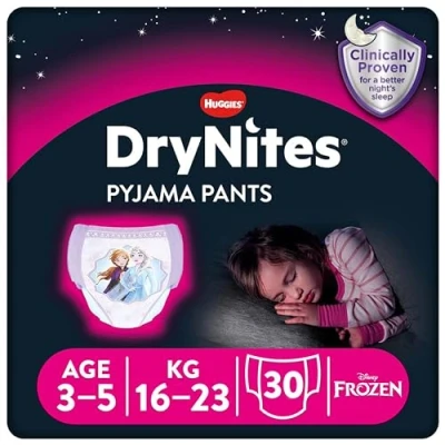 Abbildung von HUGGIES DryNites Girl hochabsorbierende Nachtwindeln für Mädchen 3 5 Jahre 3er Pack (3 x 10 Stück), bed wetting underwear