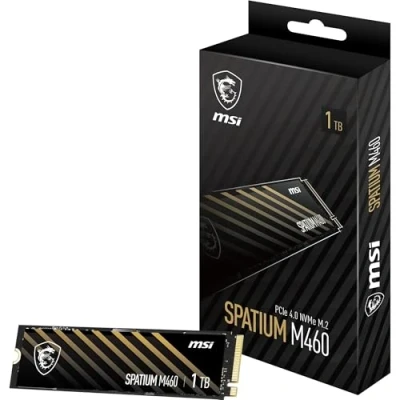 Abbildung von MSI SPATIUM M460 PCIe 4.0 NVMe M.2 1TB Interne Solid State Festplatte, 5000 MB/s Lesen und 4500 Schreiben, 3D NAND, integrierte Datensicherheit, Center, 600 TBW