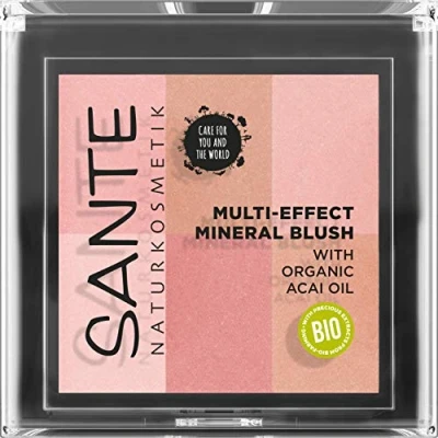 Abbildung von SANTE Naturkosmetik Multi Effect Mineral Blush 01 Coral, Rouge, 6 Farbnuancen für einen natürlich strahlenden Glow und frischen Teint, mit wertvollen Bio Extrakten, Natural, Vegan, 8g