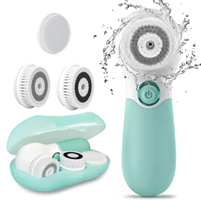 Abbildung von TOUCHBeauty 3 in 1 Elektrische Gesichtsreinigungsbürste, Wasserdichte Gesichtsbürste Gesichtsreiniger 360 Drehbar mit Bürstenköpfen &amp; Aufbewahrungsbox für alle Hauttypen