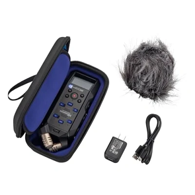 Abbildung von Zoom APH 6e Zubehörpaket für den H6essential Handy Recorder EU Version WSU 1 Windschutz AD 17 Netzadapter gepolsterte Tasche USB C Kabel