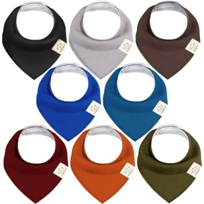 Abbildung von 8 Stück Dreieckstuch Baby Junge, Mädchen Unisex Bandana Lätzchen Baby, Super Absorbierende Halstuch Bio Baumwolle Lätzchen, Halstücher für Säuglinge, Sabberlätzchen (Coastline)