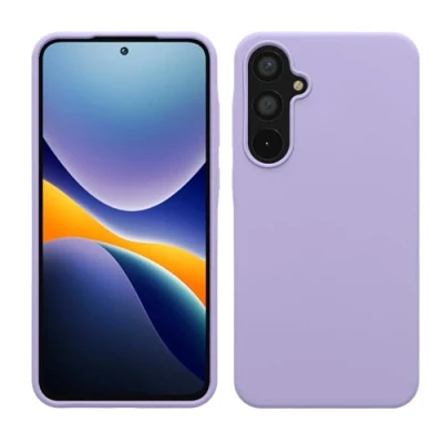Abbildung von kwmobile Hülle kompatibel mit Samsung Galaxy A55 5G Silikon Handy Case Handyhülle weiche Oberfläche kabelloses Laden Lavendel