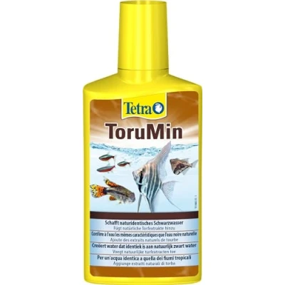 Abbildung von Tetra ToruMin für naturidentisches Schwarzwasser fügt natürliche Torfextrakte hinzu, geeignet Süßwasser Aquarien, 250 ml Flasche