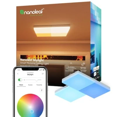 Abbildung von nanoleaf Skylight Starter Kit, 3 LED RGBCW Smarte Deckenleuchten Modulare WLAN Deckenlampen, 16 Mio. Farben, Dimmbar, Musik &amp; Bildschirm Sync, Funktioniert mit Apple Home Alexa Google