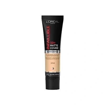Abbildung von L&#039;Oréal Paris Make up, Wasserfest und langanhaltend, Mattierende, flüssige Foundation mit hoher Deckkraft, Infaillible 24H Matte Cover, Nr. 130 Beige Peau/True Beige, 1 x 30 ml