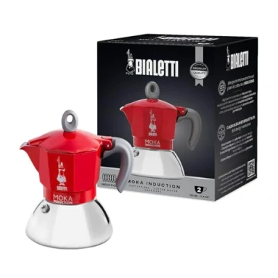 Abbildung von Bialetti Moka Induction, Kanne, Geeignet für Alle Herdarten, 2 Tassen Espresso (100ml), Rot