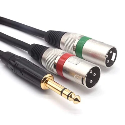 Abbildung von SiYear 6,35 mm (1 / 4inch) TRS Stecker auf 2 Dual XLR Stereo Unausgeglichenes Y Splitter Patch Mikrofonkabel （3M）