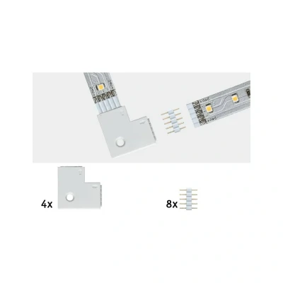 Abbildung von Paulmann 70616 MaxLED Eckverbinder für LED Strip 90 Weiß Stripe Zubehör 4er Pack inkl. 8 Steckverbinder Innen und Außenecken