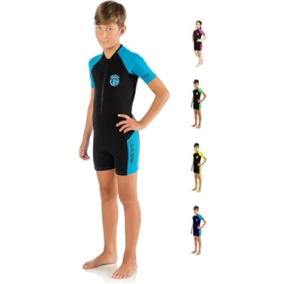 Abbildung von Cressi Little Shark Jr Shorty 2mm Kurzarm Neoprenanzug für Kinder,Schwarz/Rosa, 9/10 Jahre