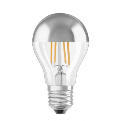 Abbildung von OSRAM Filament LED Lampe mit E27 Sockel, Warmweiss (2700K), 6,50W, Ersatz für 50W Glühbirne, klar, Retrofit CLASSIC A Mirror, Birnenform Silber