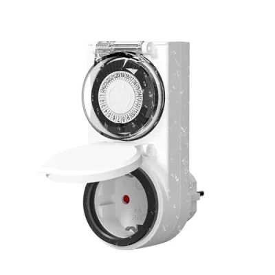 Abbildung von HBN Zeitschaltuhr Aussenbereich, 24 Stunden Mechanische Steckdose Outdoor, IP44 Wasserdicht, Timer mit Kindersicherung &amp; Schutzabdeckung, Tageszeitschaltuhr Außen, 16A/3.680W