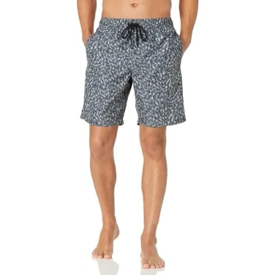Abbildung von Amazon Essentials Herren 23cm Badehose mit Netzfutter, Taschen und Kordelzugverschluss, Dunkelgrau Bildmarken, L