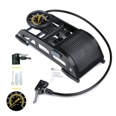 Abbildung von Dunlop Fuß pumpe für Autoreifen Fahrradpumpe Luftpumpe Auto, Fahrradluftpumpe, Motorrad und Ball Fußpumpe mit Manometer Fahrrad alle Ventile