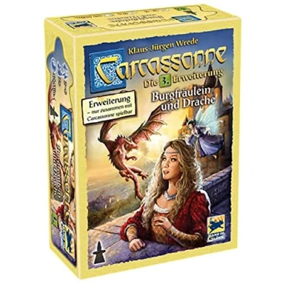 Abbildung von Hans im Glück, Carcassonne Burgfräulein und Drache, 3. Erweiterung, Familienspiel, Brettspiel, 2 6 Spieler, Ab 7+ Jahren, 40+ Minuten, Deutsch, Bunt