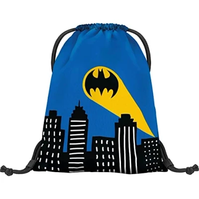 Abbildung von Baagl Turnbeutel Kindergarten, Sportbeutel für Jungen, Mädchen, Turnsackerl Kinder Sport Beutel Schuhbeutel Sportsack (Batman Blau)