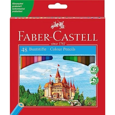Abbildung von FABER CASTELL 120148 Buntstifte Set Castle, 48 teilig, hexagonal, bruchsicher, für Kinder und Erwachsene