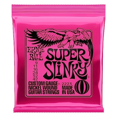 Abbildung von Ernie Ball Super Slinky Nickel Wound E Gitarrensaiten, Stärke 9 42
