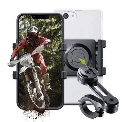 Abbildung von SP CONNECT Handyhalterung Motorrad SPC+ Universeller Handyhalter für Bike Moped Roller Zubehör alle Smartphone Handys wie iPhone Samsung Gadget Halterung Navi Phone Holder