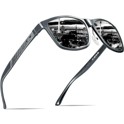 Abbildung von ATTCL Herren Polarisierte Fahren Sonnenbrille Al Mg Metall Rahme Ultra Leicht 8587 Gray UV400 CAT 3 CE