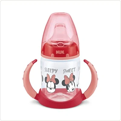 Abbildung von NUK Disney First Choice Learner Cup Sippy 6 18 Months Temperature Control Leak Proof Silicone Spout Anti Colic Vent BPA Free 150ml Minnie Mouse (Red)