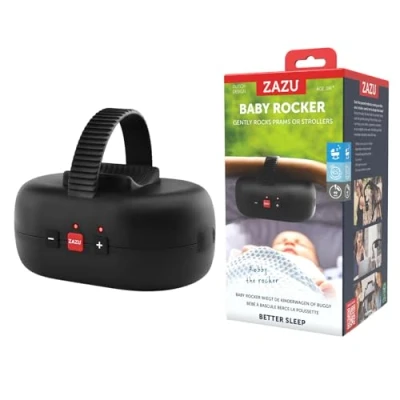 Abbildung von ZAZU Robby Kinderwagenschaukler Automat. Babywippe, Verstellbare Stärke, 40 Min Timer, Babyschreisensor, USB wiederaufladbar, Wasserfest, Universell für Kinderwagen &amp; Buggy (Schwarz)