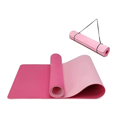 Abbildung von Yogamatte rutschfest und umweltfreundliche TPE Sportmatte mit Tragegurt Gymnastikmatte für Pilates, Workout Fitnessmatte 183 x 61 0.6 cm (Pflaume Rosa)