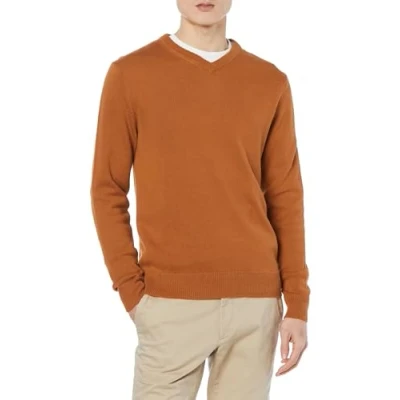 Abbildung von Amazon Essentials Herren Pullover mit V Ausschnitt (in Übergröße erhältlich), Rostfarben, XL