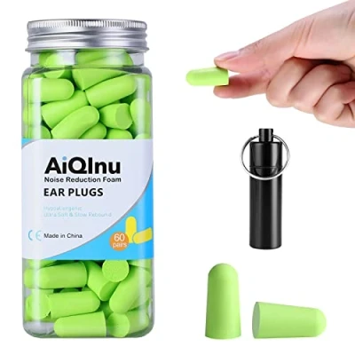 Abbildung von AiQInu ohrstöpsel zum Schlafen,gehörschutz 60 Paare 38 dB SNR, Superweiche Schaum Gehörschutzstöpsel,Lärmschutz Ohrenstöpsel ideal für Schnarchen, Lernen, Reisen, Konzerte Grün