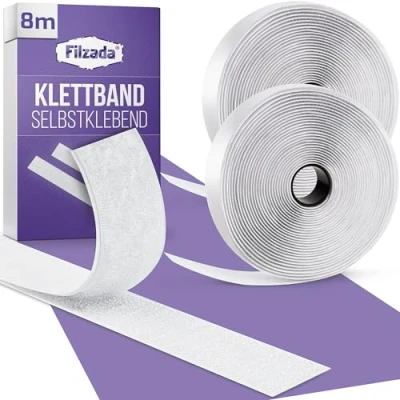 Abbildung von Filzada® 8 Meter Klettband Selbstklebend weiß 20 mm breiter Klettverschluss EXTRA Stark Selbstklebendes innen &amp; außen