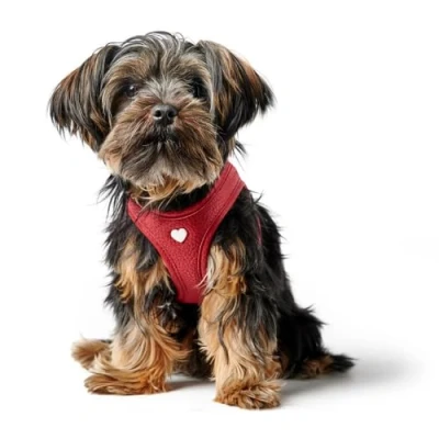 Abbildung von HUNTER Hundegeschirr Love, Farbe: rot, weiches Rindsleder, atmungsaktive Mesh Polsterung, Herz handgenäht, hoher Komfort, Made in Germany, Größe: S